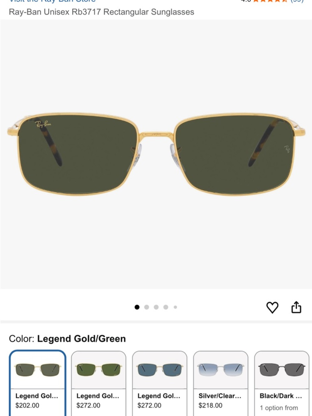 Ray-Ban Gold Frame Sunglasses - RB3717